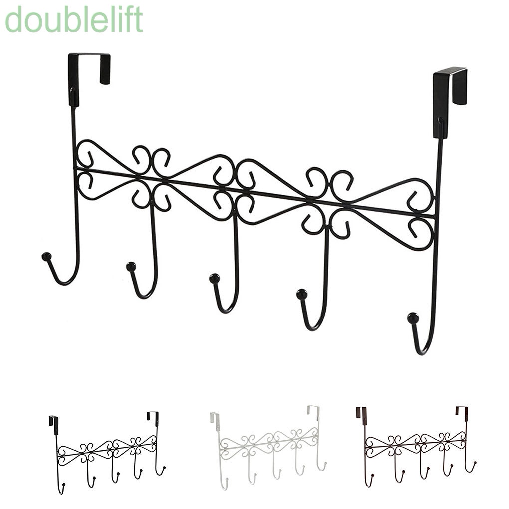 Giá đỡ treo mũ gắn cửa bằng kim loại kèm 5 móc trang trí nhà ở/văn phòng