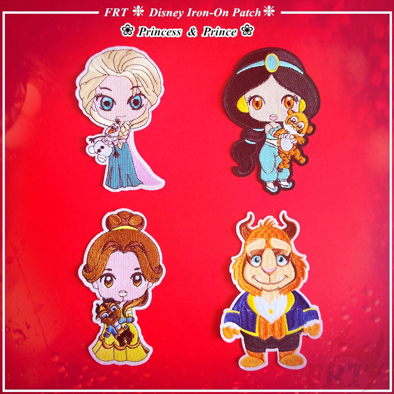 Set 1/4 miếng vá ủi quần áo hình hoàng tử/elsa/jasmine/bella