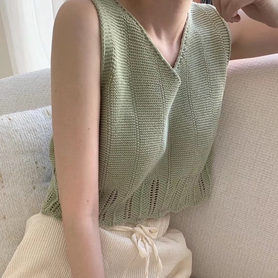 Áo Len Không Tay Cổ Chữ V Form Rộng Thời Trang Mùa Hè Mới