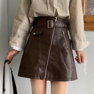 Chân Váy Da Ulzzang Hàng Đẹp (Kèm Belt)