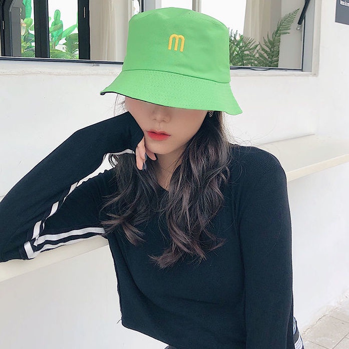 Mũ Tai Bèo Màu Trơn Thêu Họa Tiết Hoạt Hình Dễ Phối Đồ Thời Trang Xuân Hè Cho Nữ