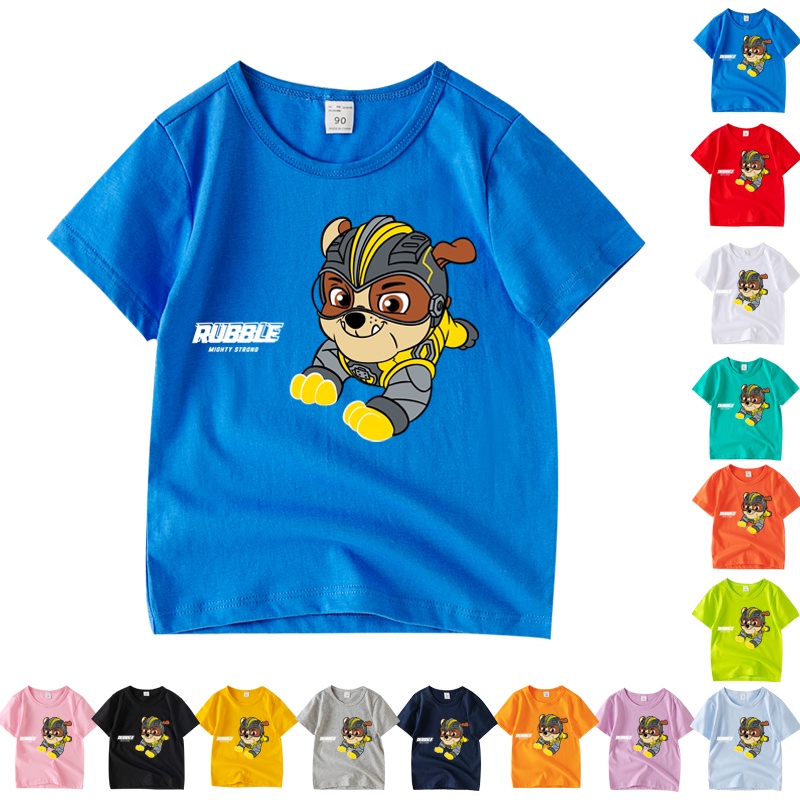 Áo Thun Tay Ngắn Cổ Thuyền 100% Cotton In Hoạt Hình Paw Patrol 8 Màu Tùy Chọn AA010