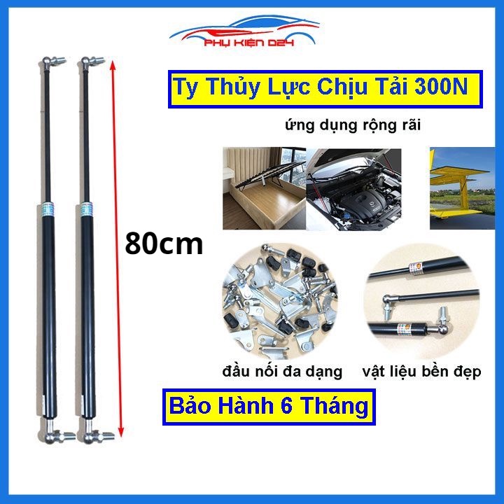 [300N-80cm] Bộ 2 ty thủy lực, ty cốp ô tô thanh chống nâng đẩy chịu tải 300N-30kg dài 80cm