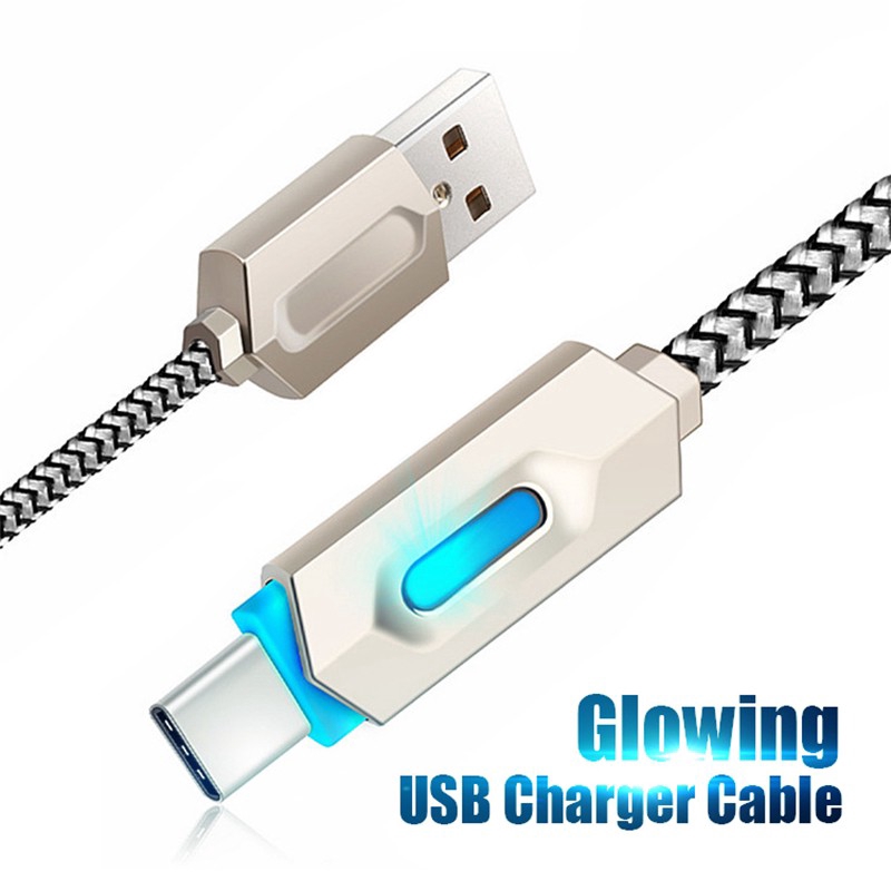 Micro USB Glowing Cable Fast Charging Data Line For Apple iPhone Android Type-C Adapter