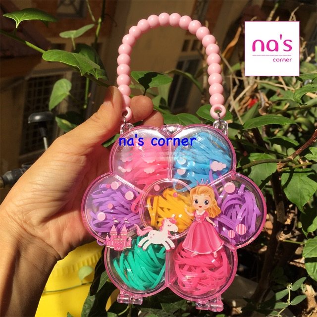 Hộp ví kèm thun cột tóc Thái siêu dày có tay xách cho bé nhiều mẫu dễ thương