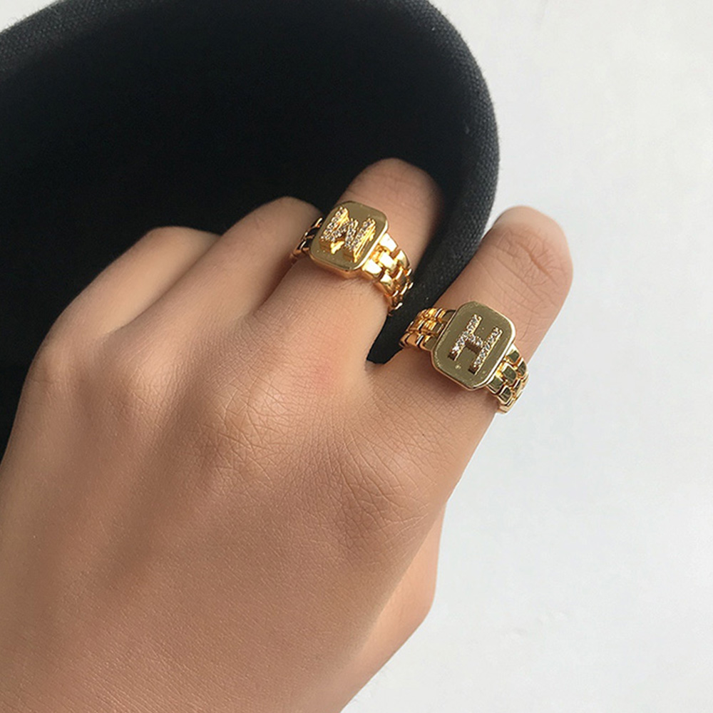 Nhẫn Đeo Tay Kim Loại Khắc Chữ A-Z Thời Trang Cho Nữ