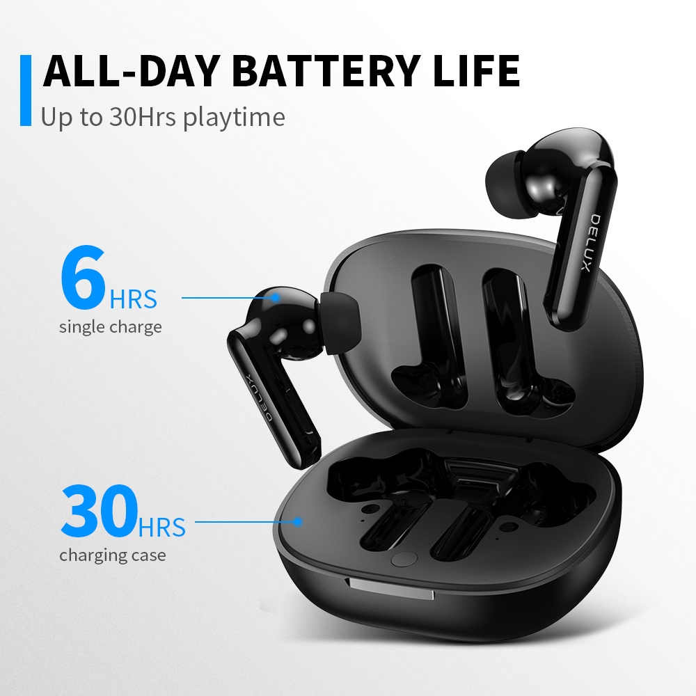 Tai nghe không dây Delux DT5 TWS chống thấm nước có thể sạc lại kèm mic