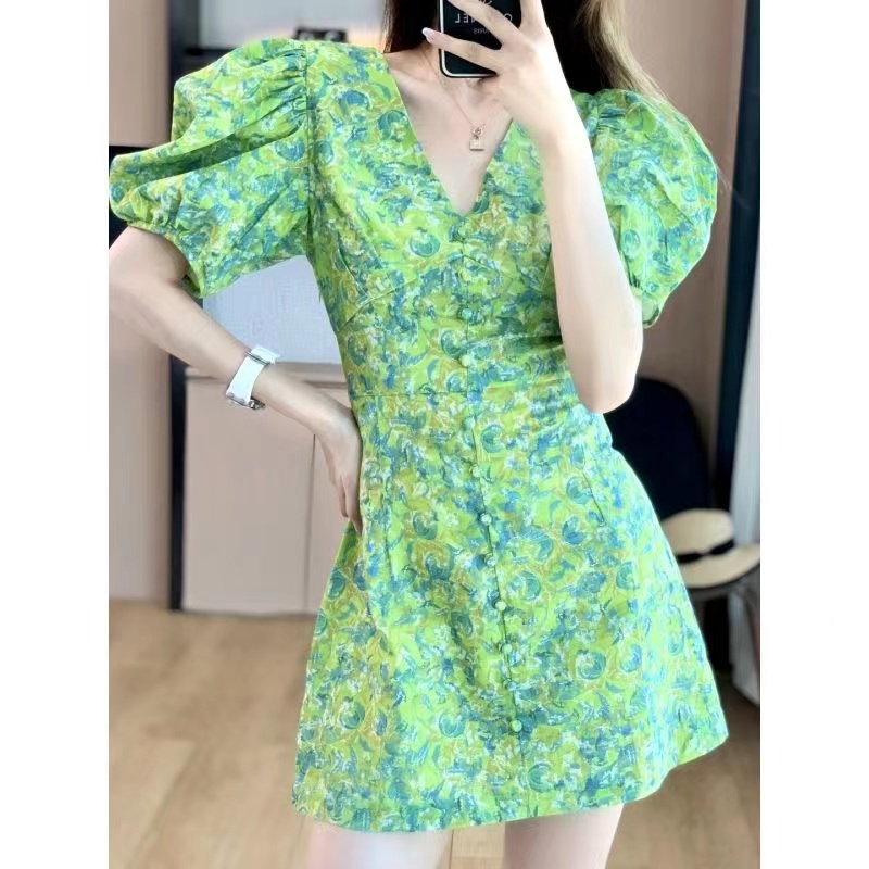váy xanh bơ đầm bigsize nữ đầm tay phồng đầm nữ váy chữ a ngắn váy hoa nhí vintage đầm khoét eo đầm đi tiệc váy tiểu thư sang chảnh váy cổ v váy đi chơi