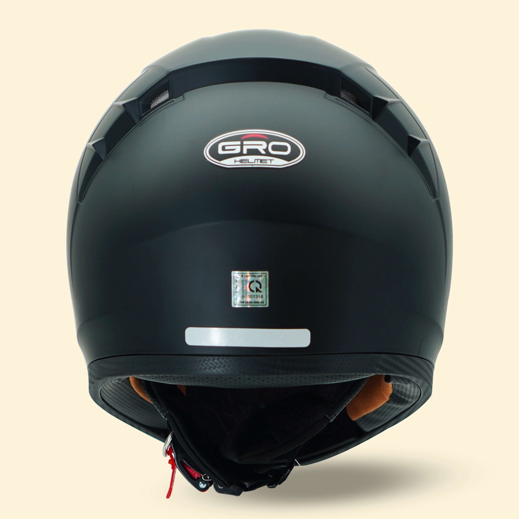 Mũ Bảo Hiểm Fullface GRO Helmet có kính chính hãng, thiết kế 2 kính, kiểu dáng mạnh mẽ cho nam - Đen Nhám