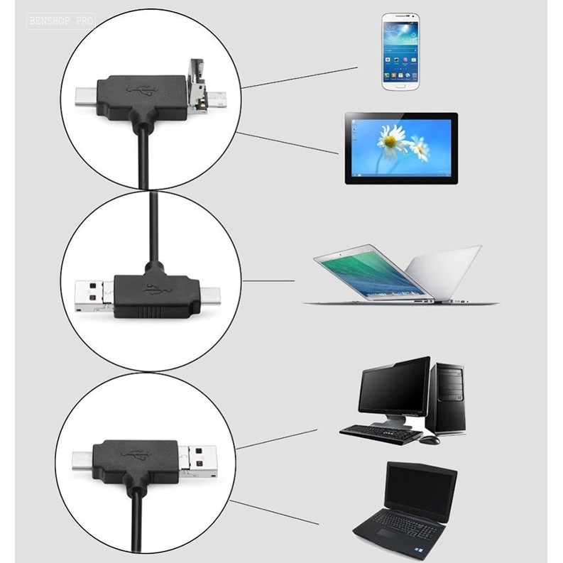 Đầu đọc thẻ đa năng combo Hub USB OTG + Type-C