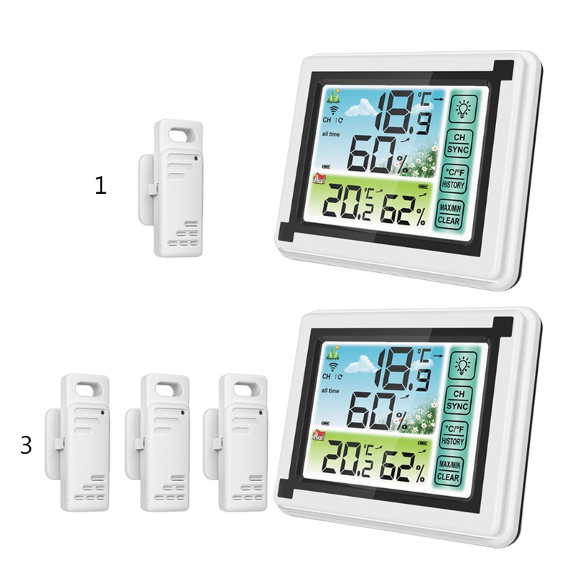 Trạm Thời Tiết Không Dây Max Min Đo Nhiệt Độ Và Độ Ẩm Màn Hình Cảm Ứng Cho Nhà Ở / Văn Phòng