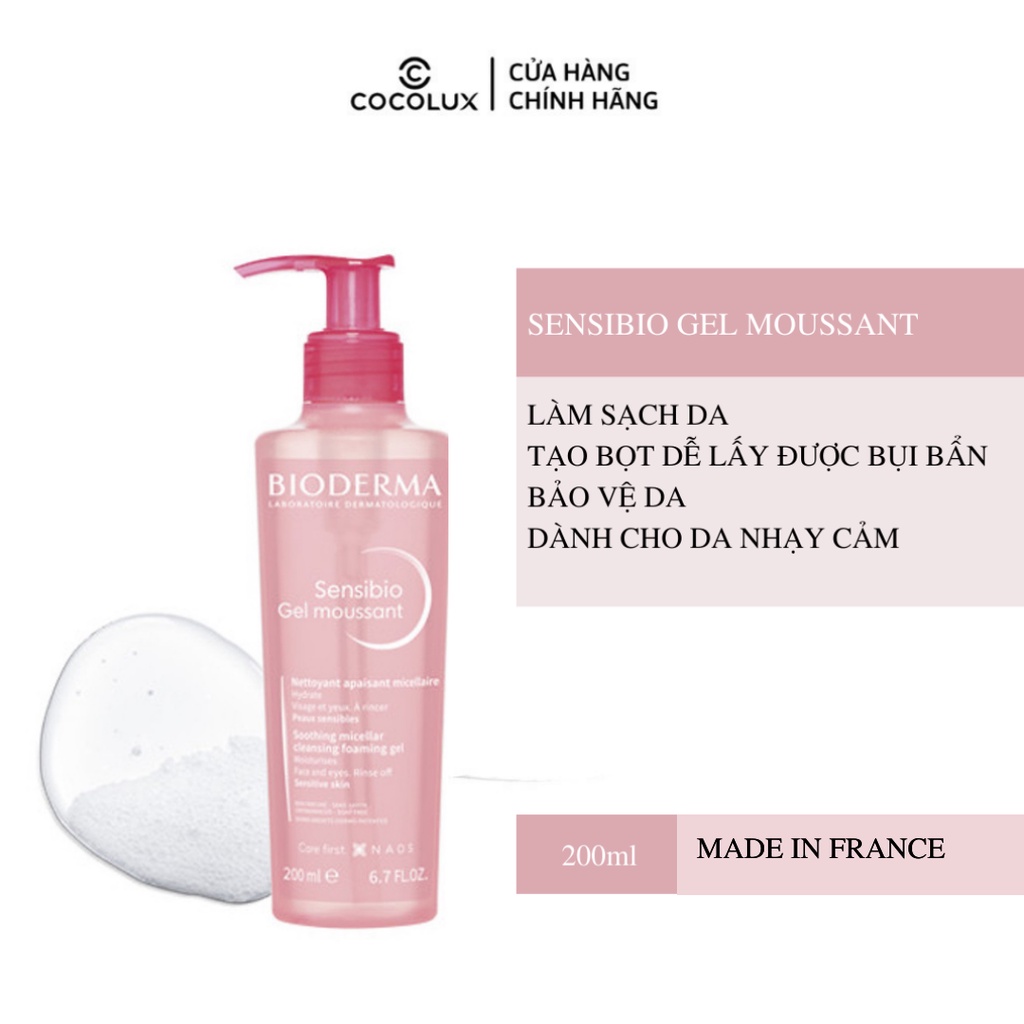 Gel Rửa Mặt Tạo Bọt Cho Da Nhạy Cảm Bioderma Sensibio Gel Moussant 200ml