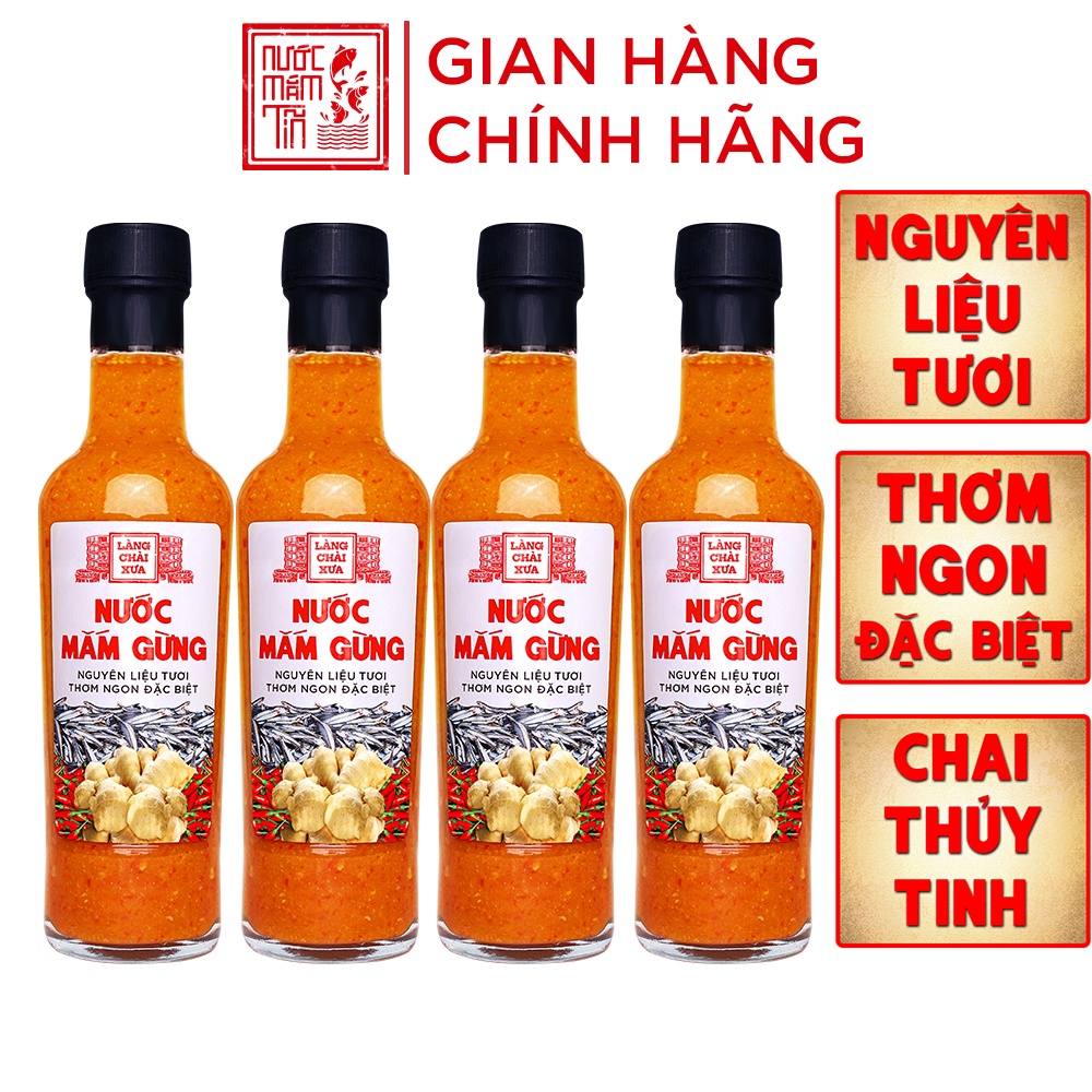 [COMBO 4 CHAI] Nước mắm gừng pha sẵn cao cấp Làng Chài Xưa nguyên liệu tươi từ gừng tỏi ớt tươi chai thủy tinh 330g