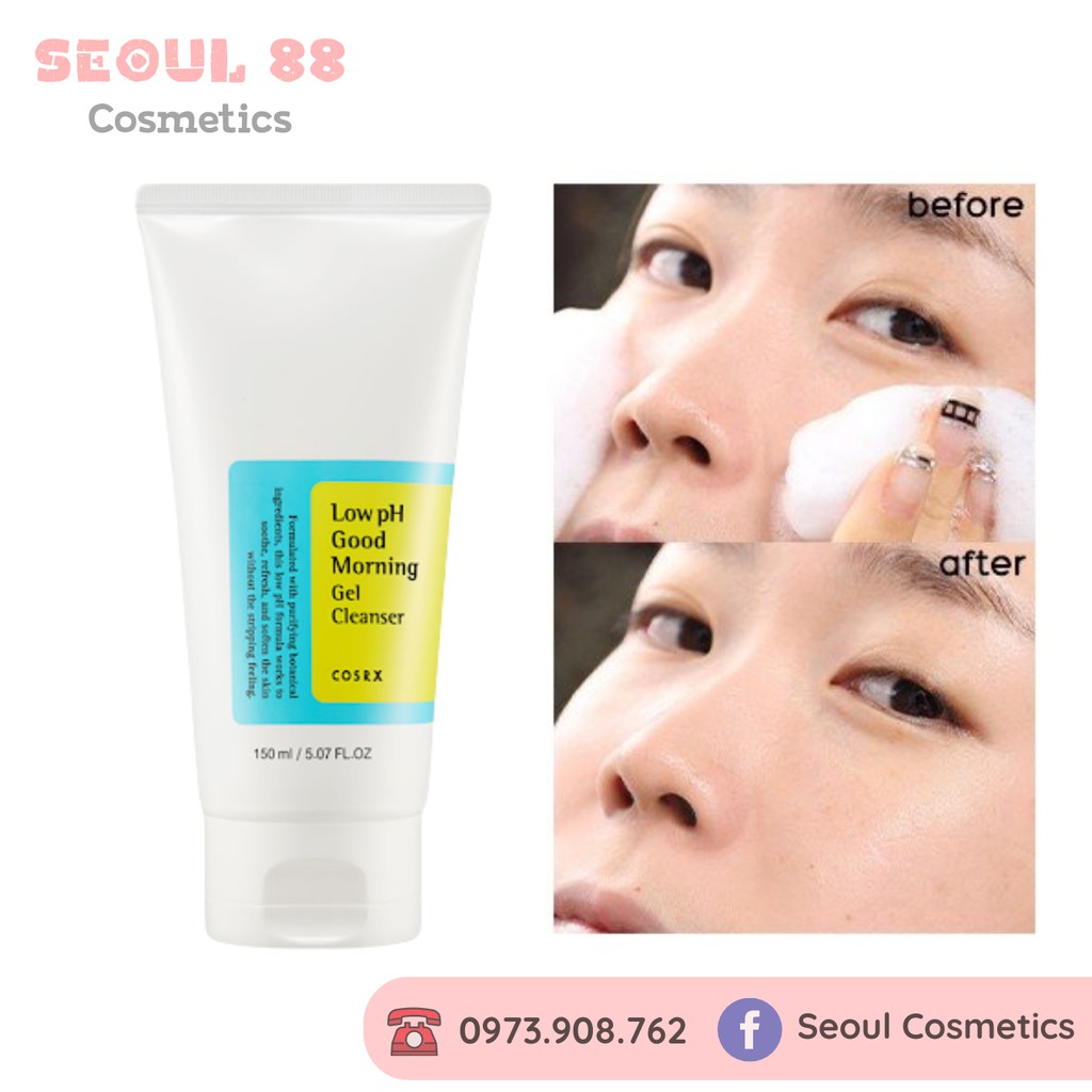 Sữa Rửa Mặt Cosrx Low PH Good Morning Gel Cleanser Dạng Gel Chiết Từ Dầu Cây Trà  " SEOUL COSMETICS 88 " | BigBuy360 - bigbuy360.vn