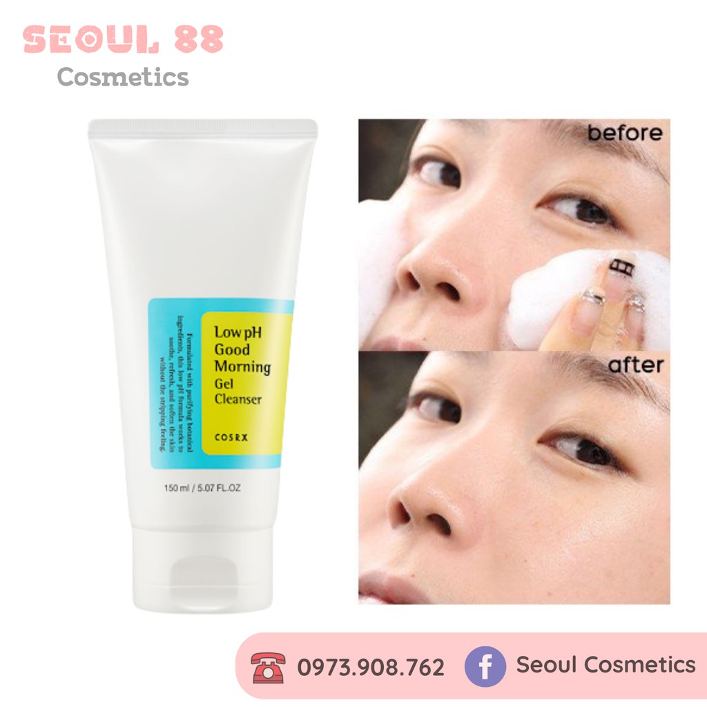 Sữa Rửa Mặt Cosrx Low PH Good Morning Gel Cleanser Dạng Gel Chiết Từ Dầu Cây Trà  " SEOUL COSMETICS 88 "