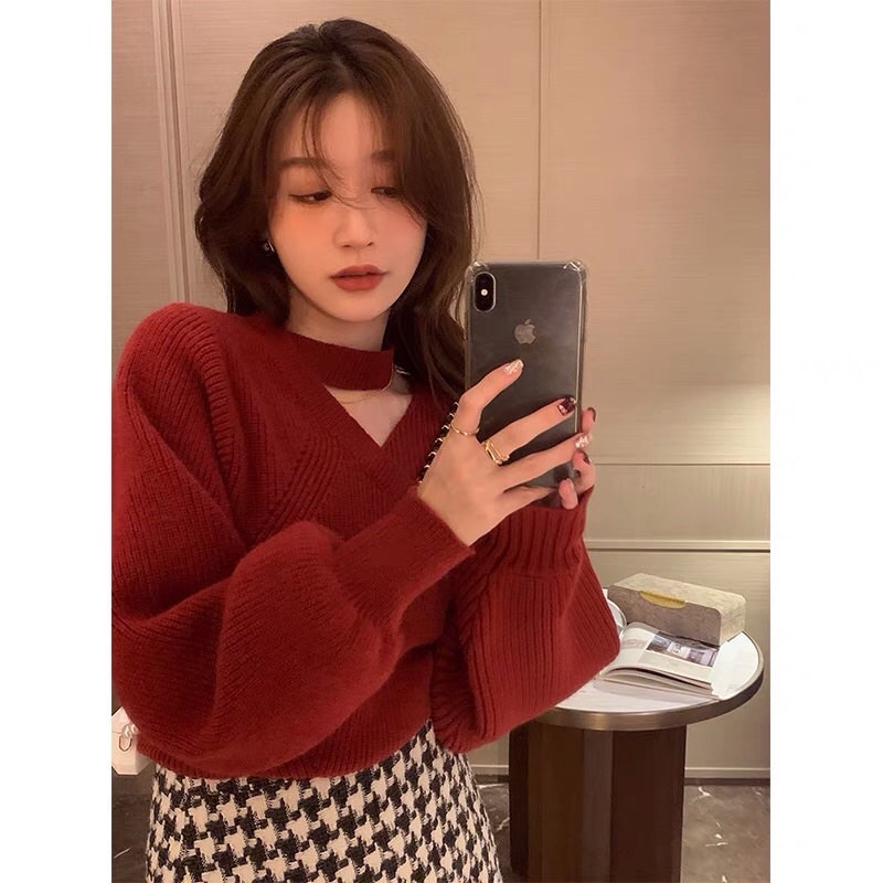 Áo Len Chéo Tay Bồng Ulzzang | BigBuy360 - bigbuy360.vn