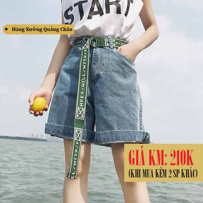 [SẴN] Quần shorts jean nữ lưng cao Ulzzang Quảng Châu QLJ22 (Kèm dây nịt)