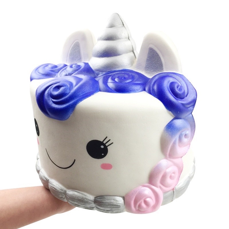 [30CM-ĐẠI KHỔNG LỒ] Squishy Bánh Kem 3 Sừng Màu Trắng Tím Đại Khổng Lồ Chính Hãng