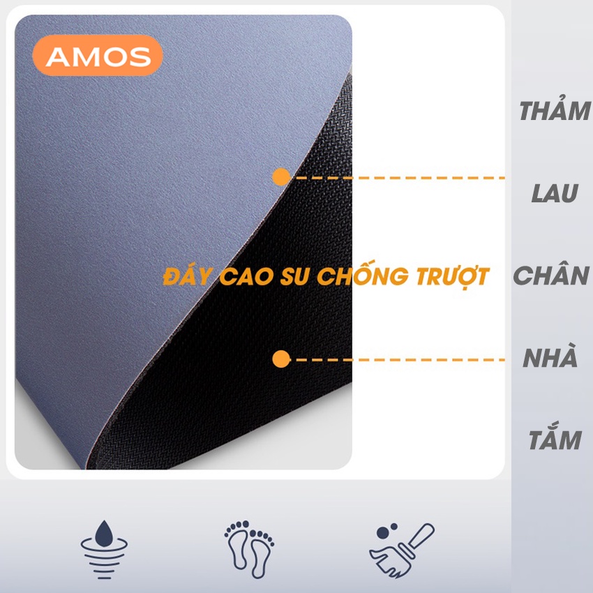 Thảm nhà tắm AMOS 4 lớp cao cấp chất liệu cao su siêu thấm nước nhanh khô,chống trơn trượt