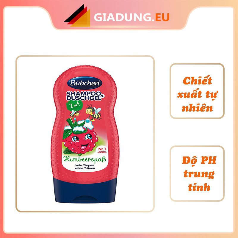 Sữa tắm và dầu gội trẻ em mâm xôi Bübchen 230ml