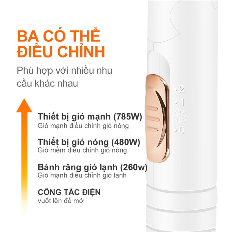 Máy Sấy Tóc CkeyiN Cf077 Mini Thổi Luồng Gió Mạnh Ion Âm Giúp Khô Nhanh 1200W