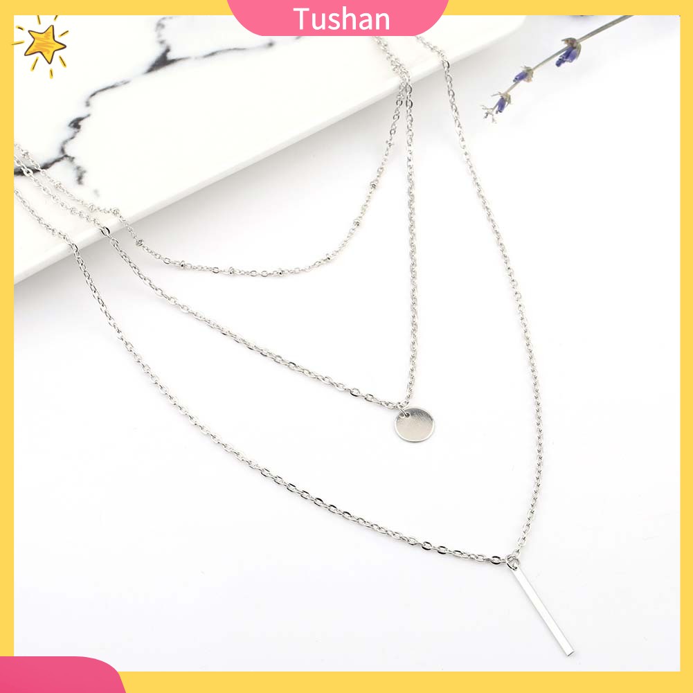 Dây Chuyền Hợp Kim 3 Lớp Mặt Tròn Thời Trang Cho Nữ