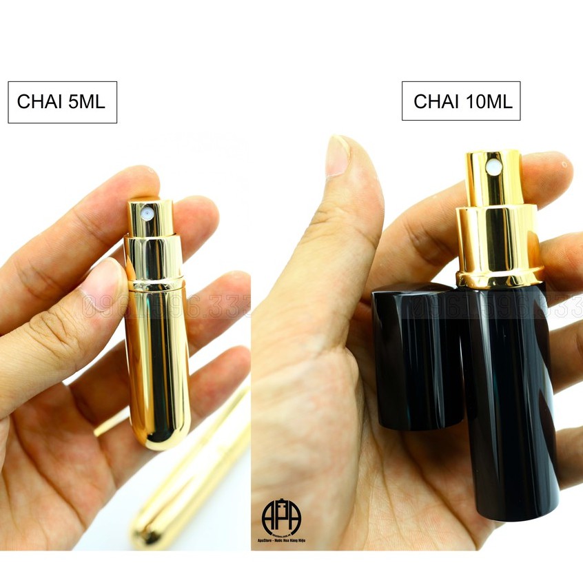 Chai chiết nước hoa dạng xịt, hình trụ 5ml và 10ml - NHỎ GỌN TIỆN DỤNG