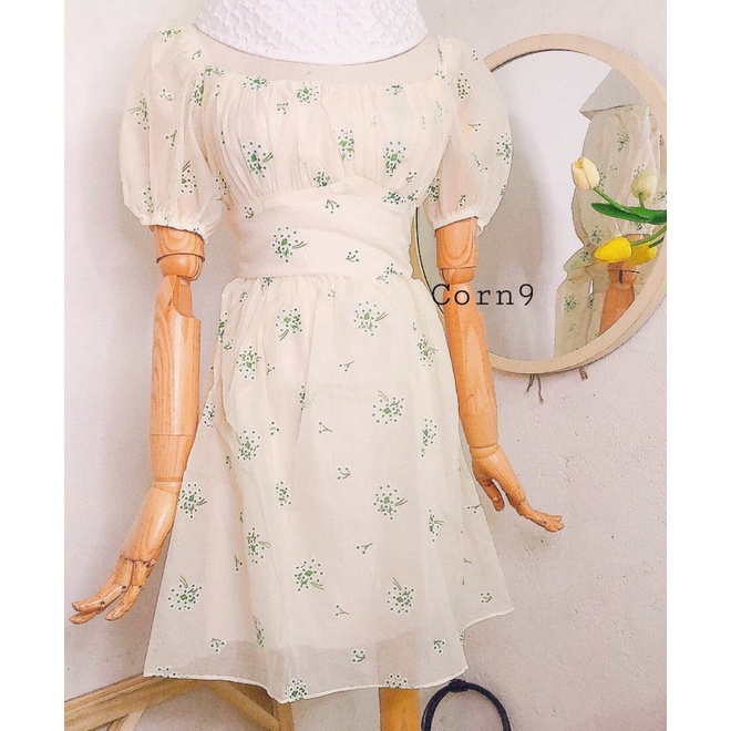 ĐẦM HOA CUTOUT NƠ LƯNG BO EO
