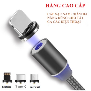Cáp Sạc từ hít nam châm 3 đầu hút xoay 360 độ cho các loại điện thoại - CAP08