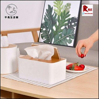 Hộp đựng khăn giấy phong cách Nhật Bản nắp gỗ basic