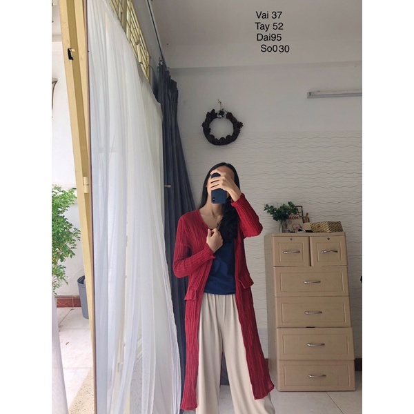 Áo cardigan dáng dài đỏ - SO030