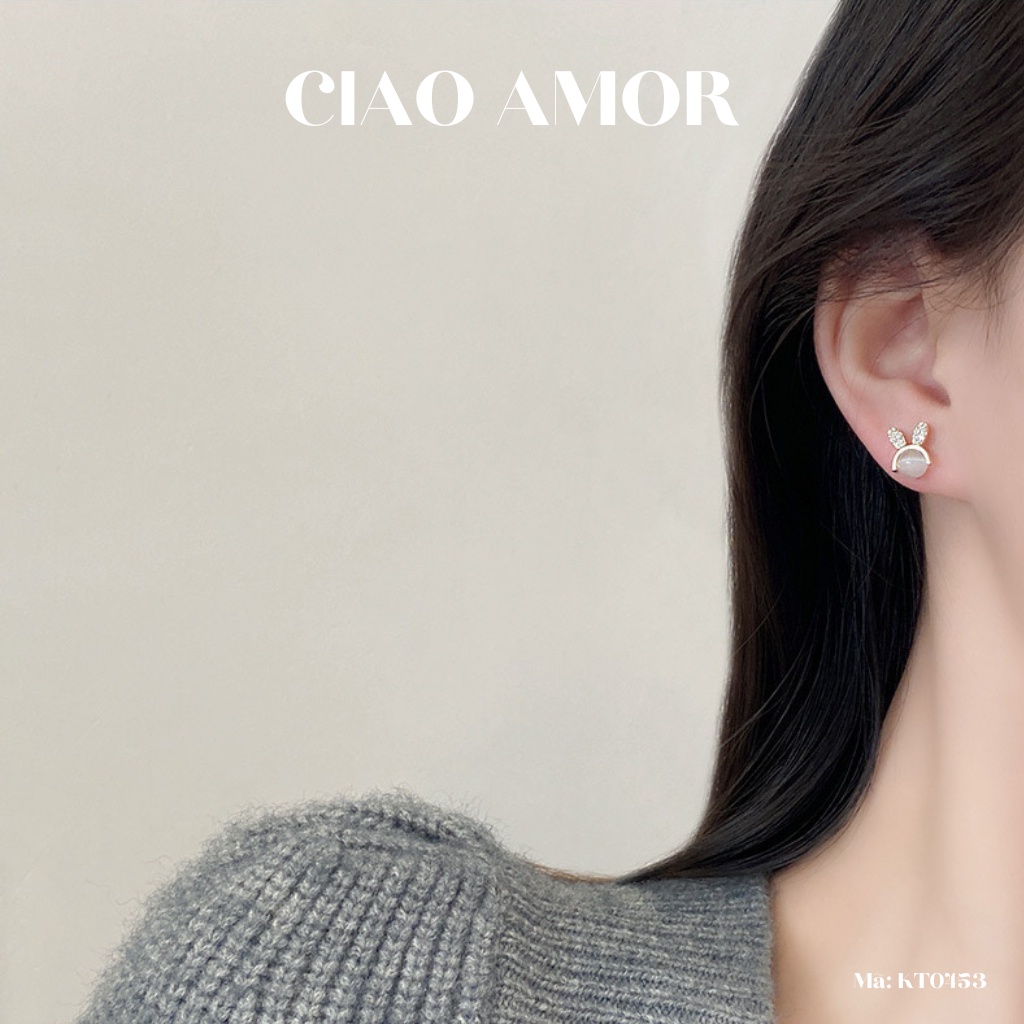 KT0453-Khuyên tai nữ, Bông tai nụ bạc 925 thỏ con đáng yêu đơn giản Trang sức Ciao Amor
