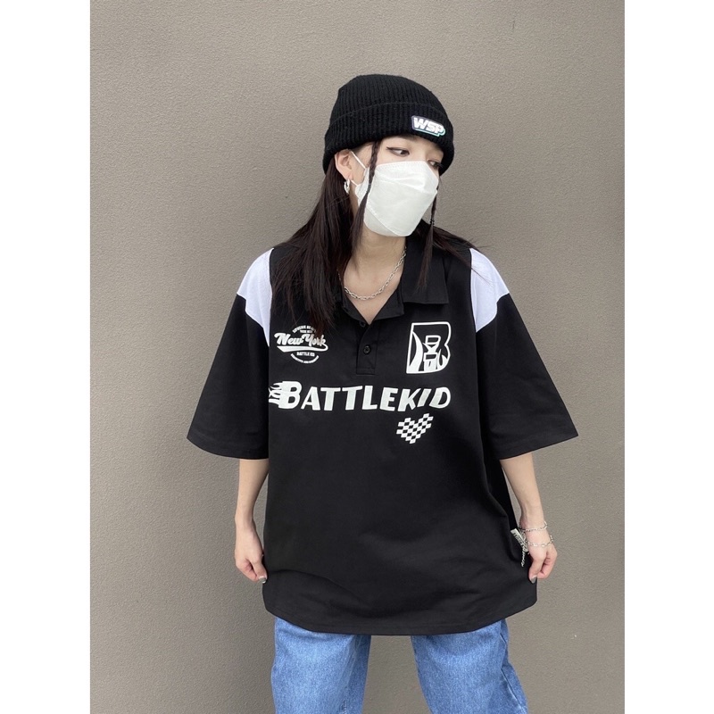 Áo Polo Nam nữ unisex, Áo cổ bẻ tay lỡ chất cotton mềm phong cách Ullzang