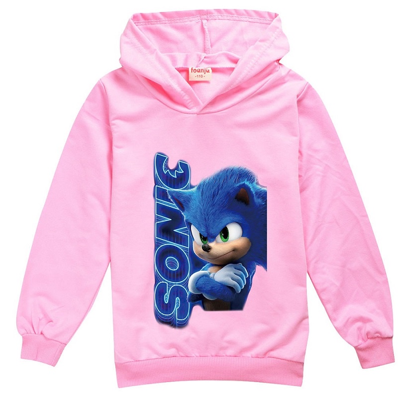 Áo Hoodies có nón dài tay in hình Sonic the Hedgehog Age 2-15 tuổi