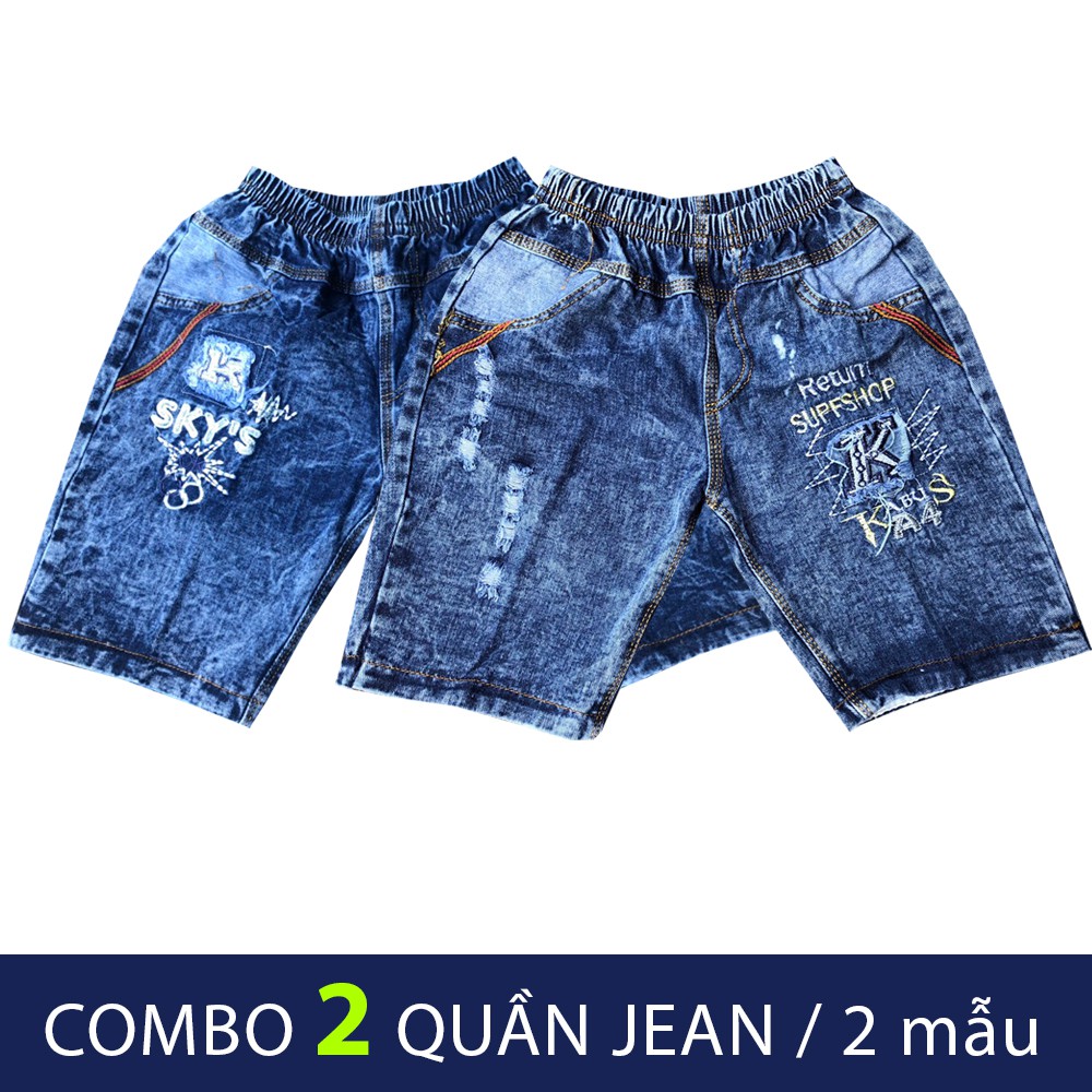 Combo 2 quần jean bé trai kiểu rách cao cấp họa tiết ngẫu nhiên size từ 25-37kg chuẩn form mềm mại phong cách