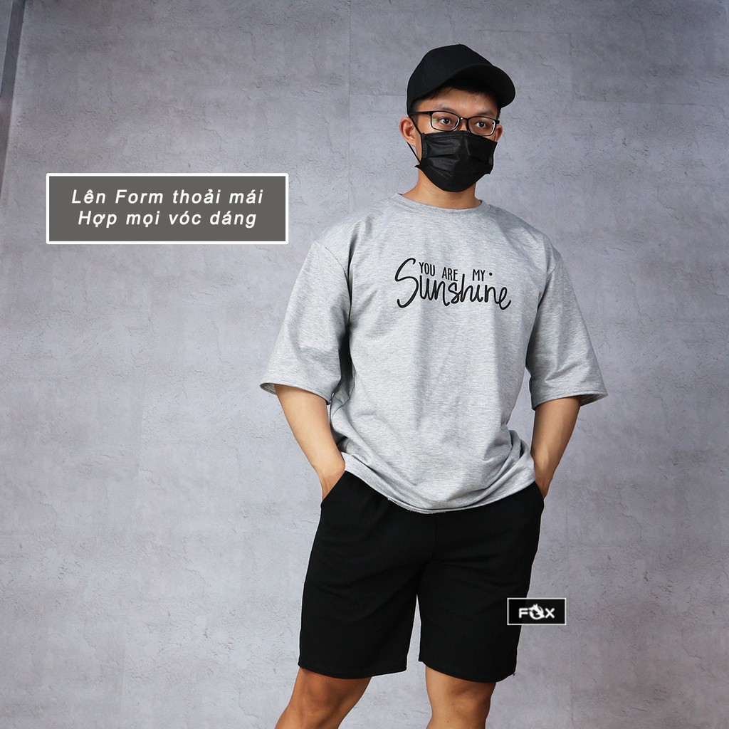 Bộ đồ nam nữ The Fox đồ bộ Unisex tay lỡ Form rộng phong cách Ulzzang Hàn Quốc in Sun Shine | BigBuy360 - bigbuy360.vn