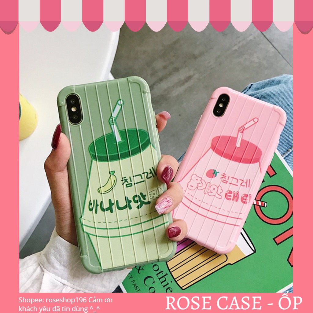 Ốp lưng iphone vali phủ bóng chống bẩn milk sociu sữa dâu, sữa chuối siêu dễ thương phong cách Hàn quốc