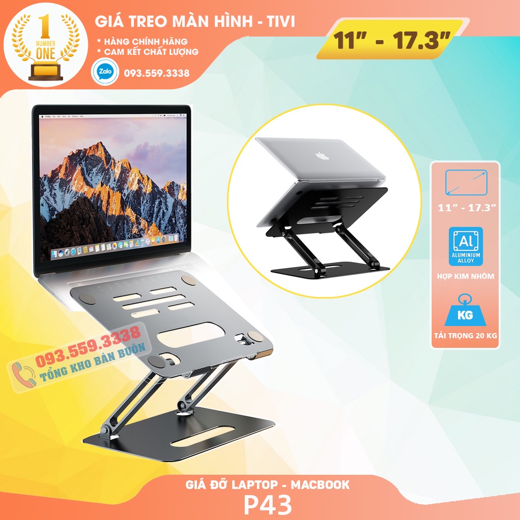Giá đỡ laptop tablet bằng nhôm P43 / P43S 11 - 17.3 Inch - Đế tản nhiệt nâng Macbook - máy tính bảng - Ipad