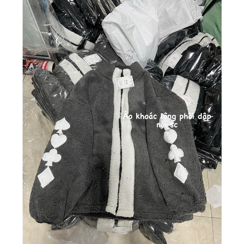 Khoác Lông Tim Tay Nam Nữ Unisex Dáng Rộng Chất Lông Dày Mịn Uzzlang
