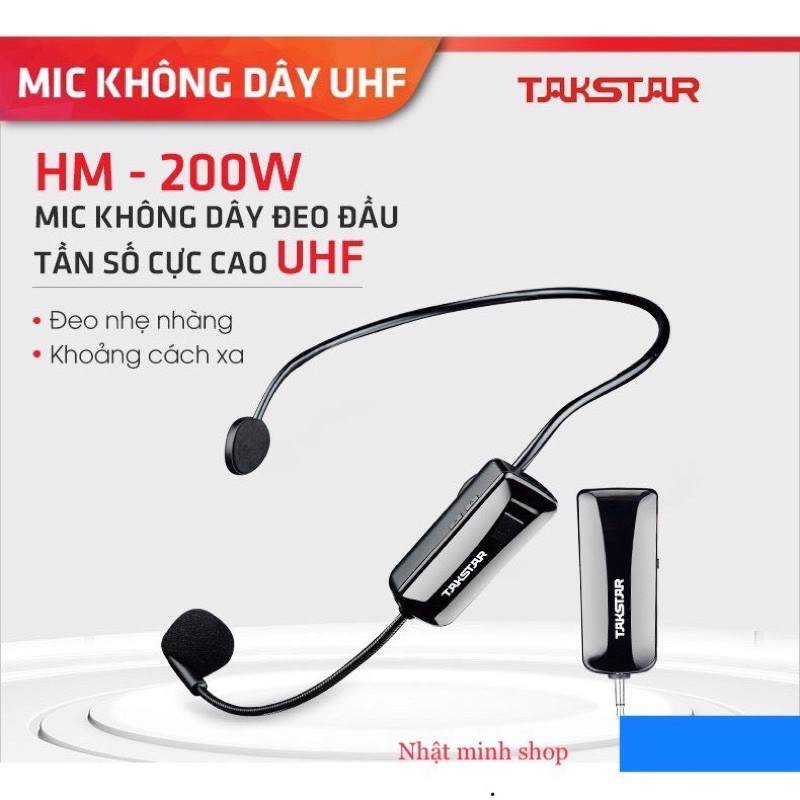 [Mã ELHACE giảm 4% đơn 300K] Mic không dây TAKSTAR HM-200W sóng  UHFHeadworn Microphone, mic đeo tai trợ giảng