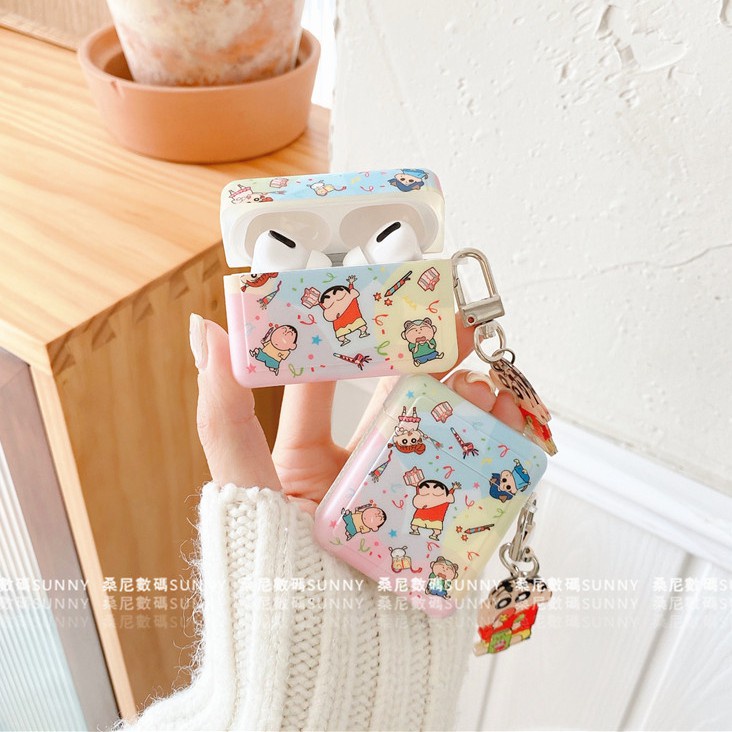 Vỏ Bảo Vệ Hộp Sạc Tai Nghe Airpods 2 3 Pro Bằng Silicon Họa Tiết Hoạt Hình Cậu Bé Bút Chì Shin-Chan Dễ Thương