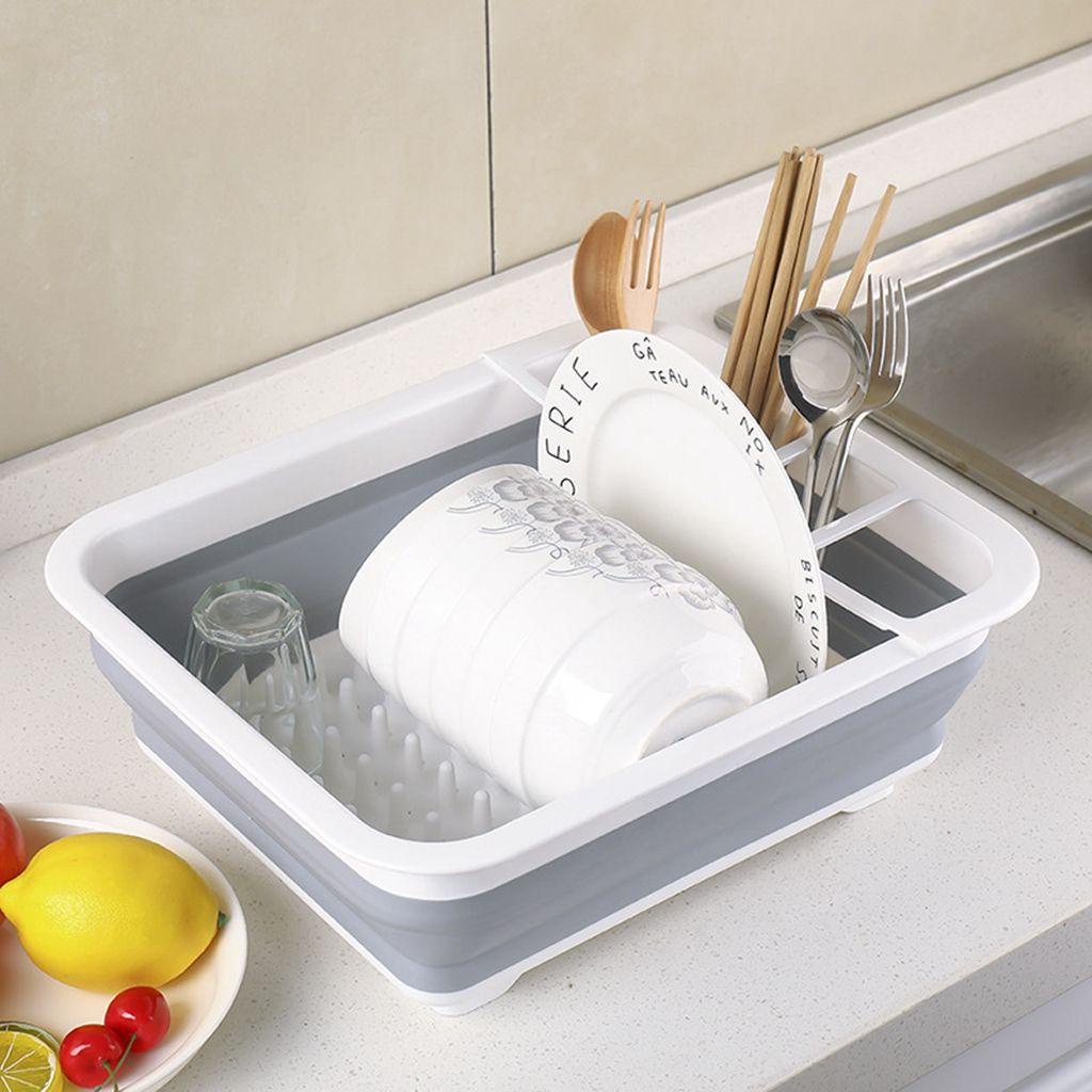 Giá Đỡ Chén Dĩa / Cốc Ráo Nước Có Thể Gấp Gọn Tiết Kiệm Không Gian