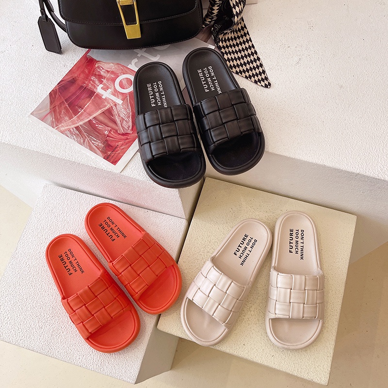 IELGY Dép đi trong nhà tắm  dạng dệt đáy dày thoải mái cho nữ