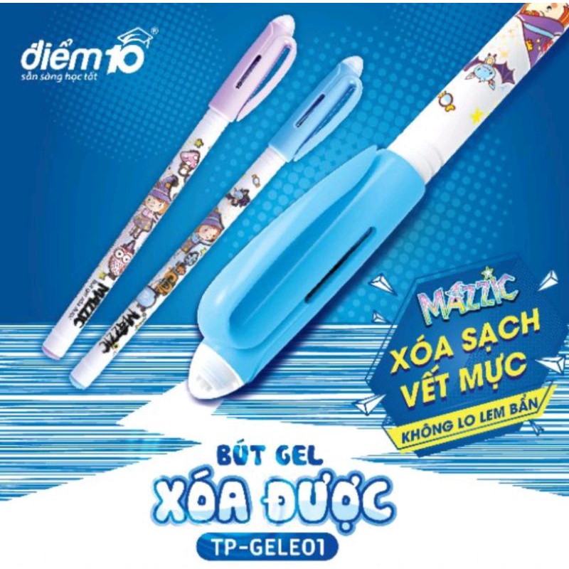 COMBO 10 BÚT GEL NƯỚC ĐIỂM 10 MAZZIC THIÊN LONG XÓA ĐƯỢC 0.5mm MỰC ĐẸP NÉT ÊM
