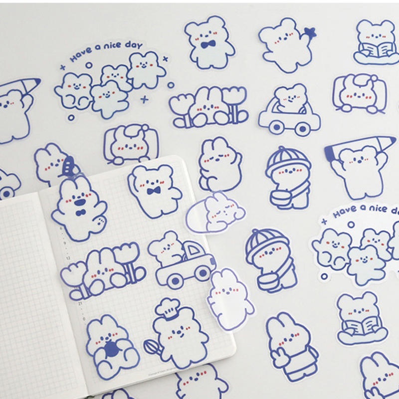⭐ iLado ⭐ 【10PCS】 cute sticker PET Không thấm nước telado Nhãn hình dán dễ thương sticker trang trí sổ hình dán sticker  nhãn dán sổ chiết lưu trữ  trang trí sổ dán sổ lưu trữ sticker hiểm bộ sticker tập vở sổ