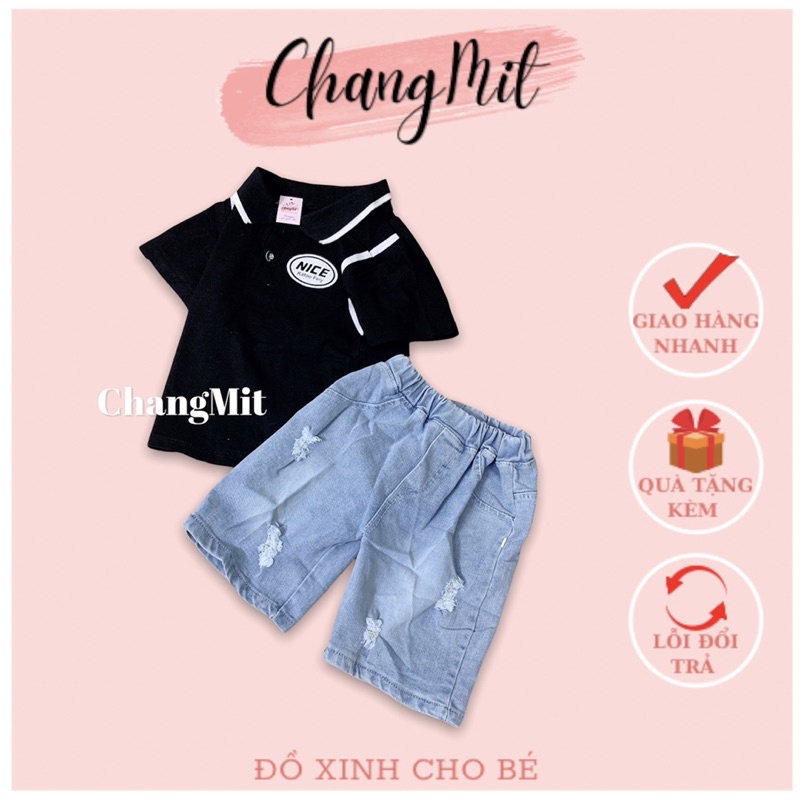 Bộ Bé Trai 8-18kg 💥ẢNH CẬN CHẤT💥 áo vải cotton tàu 4c mịn mát và quần jean mềm phong cách cá tính - CHANGMIT