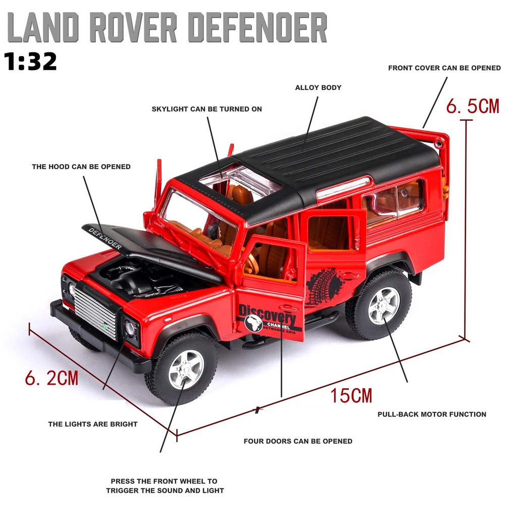 XE MÔ HÌNH LANDROVER DENFENOER chất liệu Kim Loại