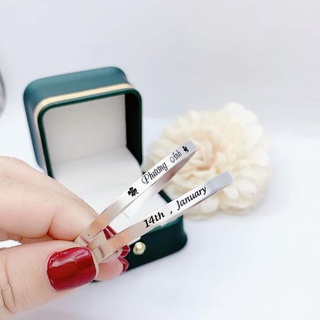 Lắc tay bạc ta nguyên chất khắc chữ.