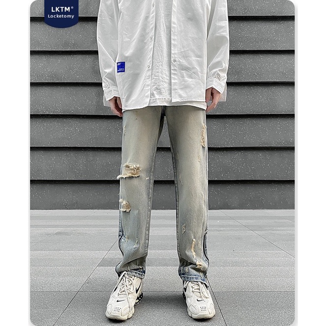 Quần jeans zipper dáng ống suông Hàn Quốc #G900