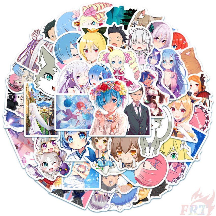 Set 50 Miếng Dán Trang Trí Chống Thấm Nước Hình Nhân Vật Anime Re: Zero Series 03